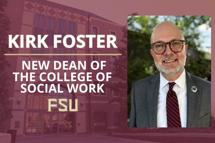 Graphic shows photo of Kirk Foster, the new dean of the College of Social Work.